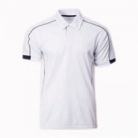 SKP007 Order POLO shirts for men and women to make sports Polo shirts Polo shirts garment factory contrast color stripes white back view